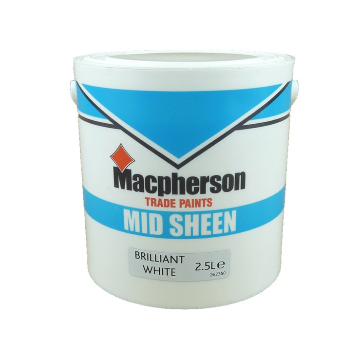 Macpherson Trade Mid Sheen Emulsion Brilliant White 2.5Ltr